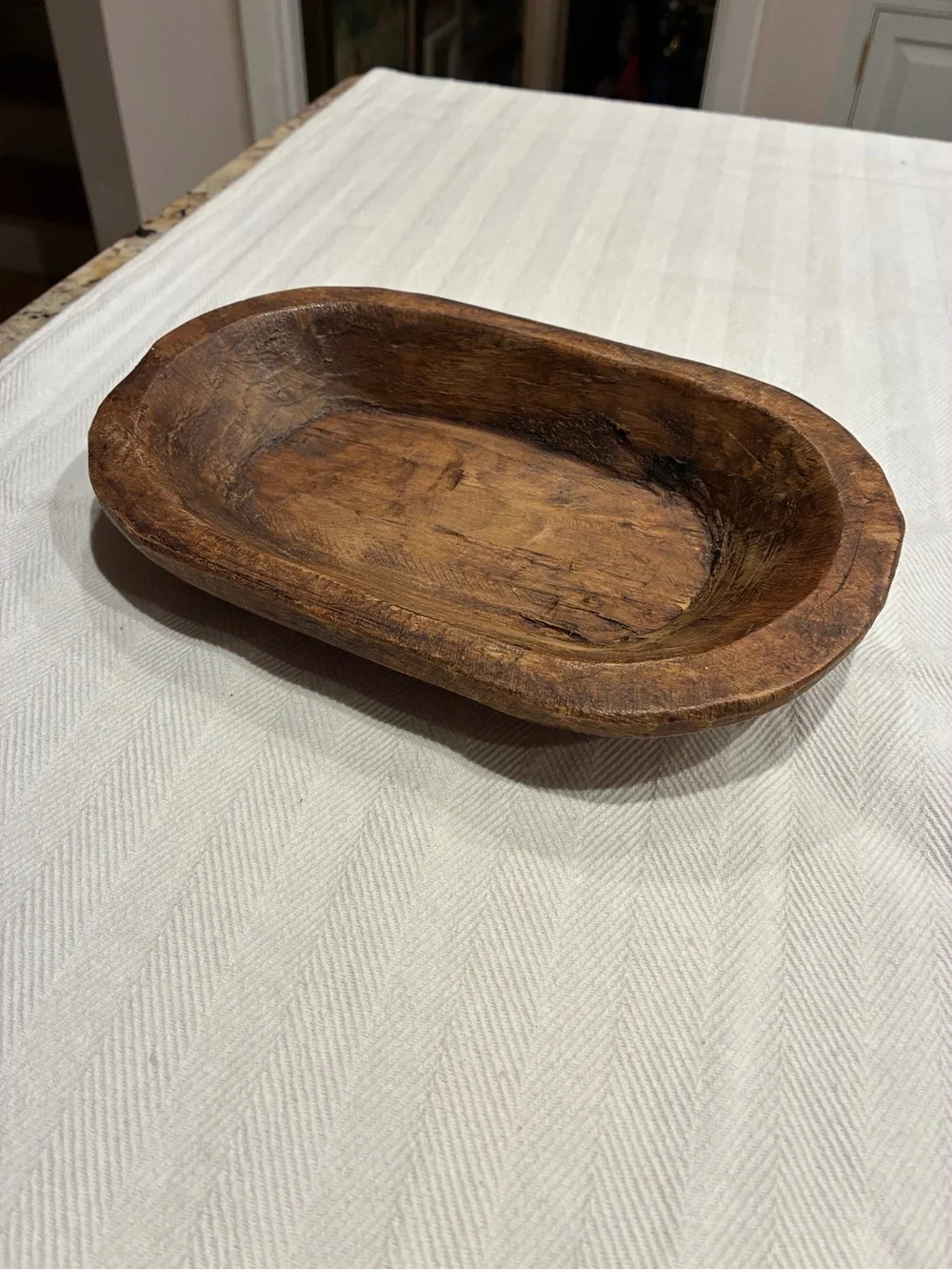 Carved wooden dough bowl